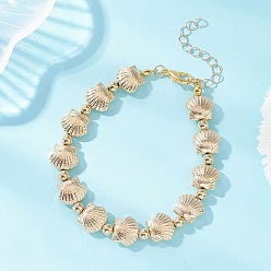 Золотой Ccb пластиковые браслеты из бисера для женщин, формы раковины, золотые, 8.07 дюйм (20.5 см)