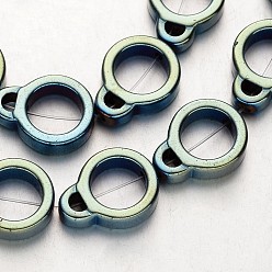 Зеленое Покрытие Гальванизировать немагнитных синтетический гематит нитей бисера, кальян, зеленый покрытием, 16x12x4 мм, отверстие : 1 мм, около 26 шт / нитка, 15.7 дюйм