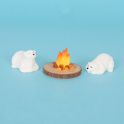 (52) Непрозрачная лаванда Креативные миниатюрные милые наборы для украшения кукольного домика, смола и дерево блокируют семью медведей с огнем, разноцветные, 50x48 мм