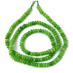 Зеленый газон Бусины из натурального белого нефрита, окрашенные, плоско-круглые, зеленый газон, 4x2 мм