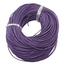 Purple Cowhide Leather Cord, Leather Jewelry Cord, Jewelry DIY Making Material, Round, Dyed, Purple, 1.5mm