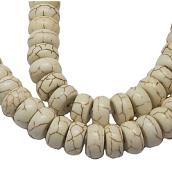 White Synthetic Magnesite Beads, Rondelle, White, 10x5mm, Hole: 0.8mm, about 1700pcs/kg