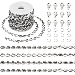 Нержавеющая Сталь Цвет Наборы для самостоятельного изготовления браслетов/ожерельев, включая пластиковую катушку, сердце 304 цепи, застежки и кольца из нержавеющей стали, цвет нержавеющей стали, 9x5.5x2 мм