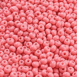 Pink Imitation Jade Glass Seed Beads, Luster, Baking Paint, Round, Pink, 5.5x3.5mm, Hole: 1.5mm
