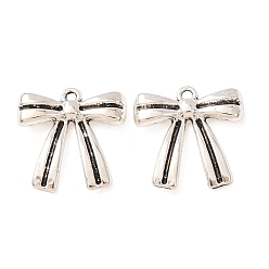 Antique Silver Tibetan Style Alloy Pendants, Bowknot Charms, Antique Silver, 20.5x20.5x4mm, Hole: 1.6mm, about 400pcs/1000g