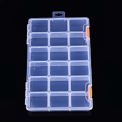 Прозрачный Прямоугольный контейнер для хранения шариков из полипропилена (pp), с откидной крышкой и 18 отделениями, для бижутерии мелкие аксессуары, прозрачные, 24x15.5x3 см