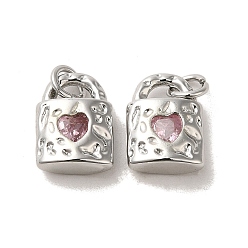 лаванда Латунные микро проложить кубического циркония подвески, без кадмия, без никеля и без свинца, реальный 18 k позолоченный, запирать, лаванда, 12.5x9x4 мм