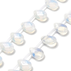 Опал Opalite бисер пряди, граненые, слеза, Топ пробуренной, 12x8x3.5 мм, отверстие : 0.9 мм, около 22~25 шт / нитка, 13.78'' (35 см)