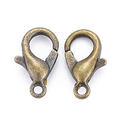 Antique Bronze Zinc Alloy Lobster Claw Clasps, Parrot Trigger Clasps, Cadmium Free & Nickel Free & Lead Free, Antique Bronze, 10x6mm, Hole: 1mm