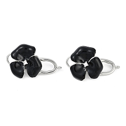 Платина Латунное микропейв, прозрачный кубический цирконий, складные застежки, без кадмия, без никеля и без свинца, с эмалью, цветок, платина, 30.5x19 мм, отверстие : 1.4 мм