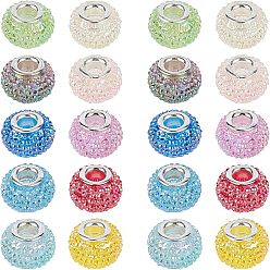 (52) Непрозрачная лаванда Cmолы Rhinestone Европейский бисером, бусины с большим отверстием, с латунными двойными ядрами, платиновый оттенок, AB цвет, рондель, Берри бисера, разноцветные, 14x10 мм, отверстие : 5 мм, 30 шт / коробка