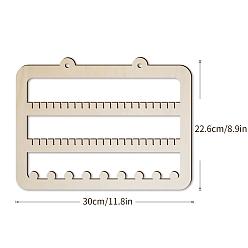 Wheat Rectangle Wood Wall Mounted Display Rack, for Necklaces, Earrings, Keychains, Wheat, 22.6x30cm