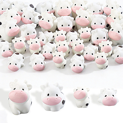 White 40Pcs 4 Styles Resin Cow Figurines Ornament, Micro Landscape Home Desktop Decoration, White, 17.5~30x12~29x13~28mm, 10pcs/style