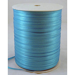 Deep Sky Blue Double Face Satin Ribbon, Polyester Ribbon, Deep Sky Blue, 1/8 inch(3mm) wide, about 880yards/roll(804.672m/roll)