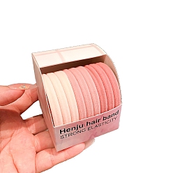 Mixed Color 9Pcs Elastic Fibers Hair Ties, Mixed Color, 50mm, 9pcs/box
