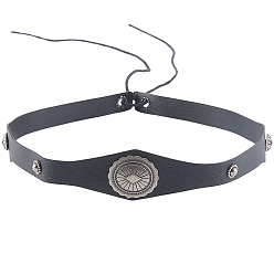 Negro 1PC Diademas vikingas de imitación de cuero estilo medieval retro, con aleación para encontrar para fiestas, festivales y cosplay, negro, 530x32x6 mm