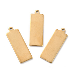 Настоящее золото 18K Ионное покрытие (ip) 201 кулон из нержавеющей стали, прямоугольные, реальный 18 k позолоченный, 35x12x1 мм, отверстие : 2 мм