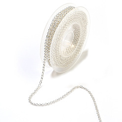 Серебро Роло железа цепи, отрыгивающая цепь, плоско-круглые, с катушкой, пайки, серебряные, 2 мм, около 32.81 футов (10 м) / рулон