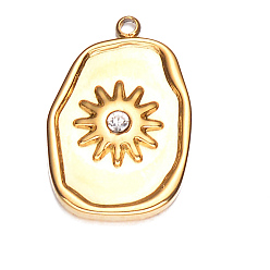 Oval Из нержавеющей стали горный хрусталь подвески, овальные, 20x13 мм