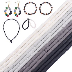 (52) Непрозрачная лаванда 12 нити 4 цвета плоские круглые бусины из полимерной глины ручной работы, диск хейши бусины для гавайских серег браслет ожерелья ювелирных изделий, разноцветные, 6x1 мм, отверстие : 2 мм, около 380~400 шт / нитка, 17.7 дюйм, 3 стренг / цвет