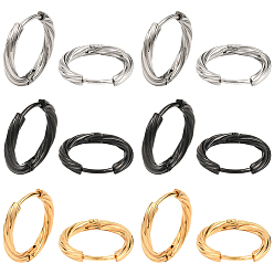 (52) Непрозрачная лаванда 18 шт. 3 цвета 303 серьги-кольца из нержавеющей стали для женщин, с 316 штифтами для сережек, разноцветные, 17x2.5 мм, 6 шт / цвет