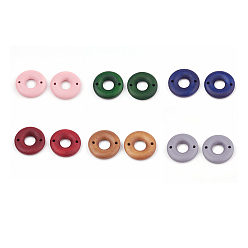 Mixed Color Pear Wood Links, Dyed, Donut, Mixed Color, 20x4mm, Hole: 1.8mm