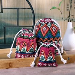 Rhombus Мешковины упаковочные пакеты, шнурок сумки, для подарков, подарочные пакеты для вечеринок, ромб, 14x10 см