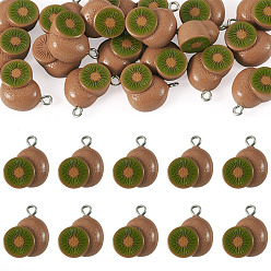 Kiwi Fruit 20шт. пластиковые подвески с фруктовой тематикой, с платиновым глазом, очарование киви, 20x17x8.7 мм, отверстие : 2 мм