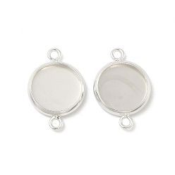 Посеребрённый Плоский контур с латунным контуром кабошона, стеллажное покрытие круглые пустые поддоны с окантовкой, долговечный, без свинца и без кадмия, 925 серебро покрытием, лоток : 10 мм, 18x12x2 мм, отверстие : 1.5 мм