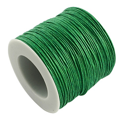 Green Waxed Cotton Thread Cords, Green, 1mm, about 100yards/roll(300 feet/roll)
