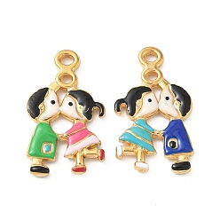 Разноцветный 304 нержавеющей стальной эмали подвески, ионное покрытие (ip), пары, красочный, 27x16x3 мм, отверстие : 1.8 мм