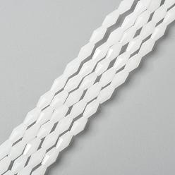 Белый Имитация нефритовые четки стекла, граненые, двухконусные, белые, 8x4 мм, отверстие : 0.8 мм, около 63 шт / нитка, 20.87'' (53 см)