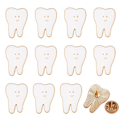 Белый 12 шт. эмалевые булавки из зубчатого сплава для рюкзаков, белые, 25x17.5 мм