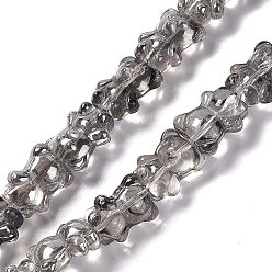 Light Grey Electroplate Glass Beads Strands, Pearl Luster Plated, Bear, Light Grey, 15x12x8.5mm, Hole: 1mm, about 44pcs/strand, 25.20 inch(64cm)