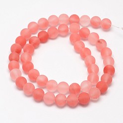 Cherry Quartz Glass Cherry Quartz Glass Beads Strands, Frosted, Round, 6mm, Hole: 0.8mm, about 60pcs/strand, 14.1 inch