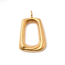 Настоящее золото 18K Полые 304 из нержавеющей стали кулоны, трапециевидный шарм, ионное покрытие (ip), долговечный, реальный 18 k позолоченный, 23x14.5x3 мм, отверстие : 2.5 мм