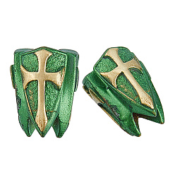 Doré  2pcs perles européennes en laiton, croix, Perles avec un grand trou   , or, 17.5x13mm, Trou: 5.3x5.5mm