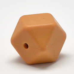 Sandy Brown Food Grade Eco-Friendly Silicone Beads, Chewing Beads For Teethers, DIY Nursing Necklaces Making, Faceted Cube, Sandy Brown, 17x17x17mm, Hole: 2mm