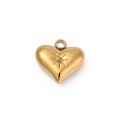 Настоящее золото 14K 304 подвески из нержавеющей стали, ионное покрытие (ip), сердце прелести, реальный 14 k позолоченный, 7.5x7.5x3 мм, отверстие : 1 мм