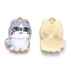 Светлый Стально-синий Печатные подвески сплава, светлая глотка, кошка прелести, светло-стальной синий, 21x14.5x1.5 мм, отверстие : 1.4 мм