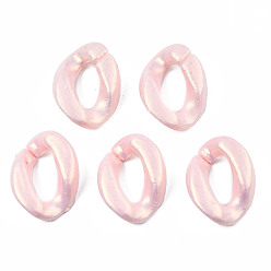 Розовый Окрашен акриловые соединительные кольца, прорезиненный стиль, разъемы для быстрой связи, для изготовления бордюрных цепей, твист, туманная роза, 18x13.5x4 мм, внутренний диаметр: 10x5 мм, Около 1420 шт / 500 г