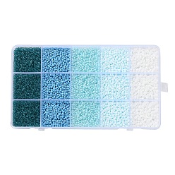 Светло-Голубой DIY 15 сетки из АБС-пластика и стекла бисер изготовление ювелирных изделий наборы бисера, рондель, Небесно-голубой, 2~4.5x1.5~4.5 мм, отверстие : 0.8~1.2 мм