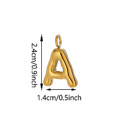 Letter A 304 colgantes de acero inoxidable, encantos de la letra, dorado, letra A, 24x14 mm