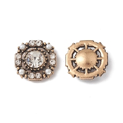 Antik Golden Legierung Strass-Cabochons, Bekleidungszubehör, Blume, Antik Golden, 14x14x4.6 mm