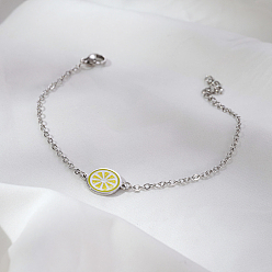 Нержавеющая Сталь Цвет Простые браслеты из нержавеющей стали лимонного цвета, браслеты-цепочки для женщин, цвет нержавеющей стали, 7-7/8 дюйм (20 см)