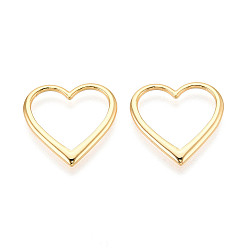 Настоящее золото 18K Латунные подвески, без никеля , сердце, реальный 18 k позолоченный, 18x18x1.5 мм