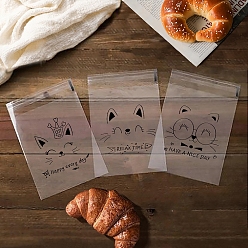 Прозрачный Прозрачные пластиковые пакеты для выпечки с рисунком кошки, самозапечатывающиеся пакеты для шоколада, конфеты, печенье, прозрачные, 200x170 мм, 100 шт / комплект
