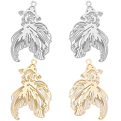 (52) Непрозрачная лаванда 48 шт. 2 цвета стойки покрытие 201 филигранные подвески из нержавеющей стали, гравированные металлические украшения, без никеля , золотая рыбка, разноцветные, 27x16.5x0.4 мм, отверстие : 1.2 мм, 24 шт / цвет