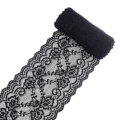 Черный Эластичная кружевная отделка, кружевная лента для шитья украшения, чёрные, 155 мм