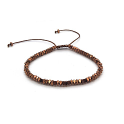 Коричневый Браслеты из плетеных бусин из немагнитного гематита ручной работы, штабелируемые браслеты для женщин и мужчин, самородки, кофе, 10-1/4 дюйм (26 см)